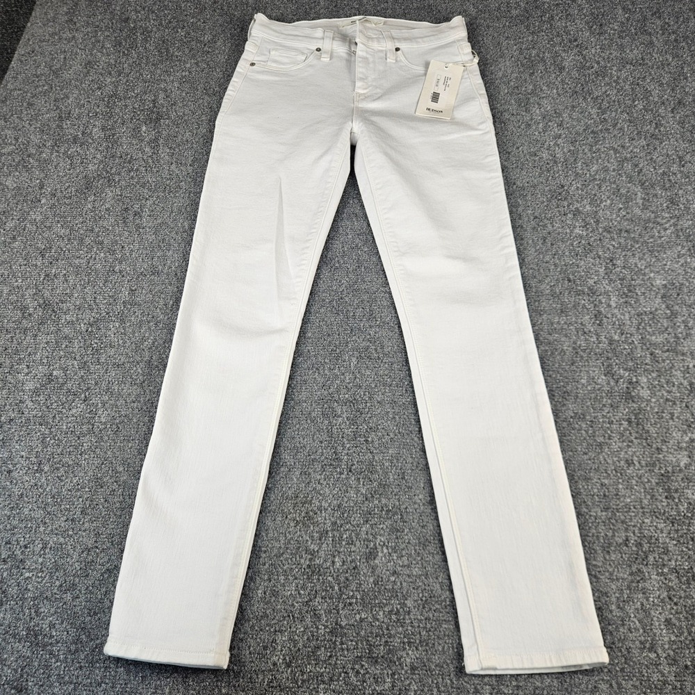 $165 Hudson Jeans Tally Skinny Crop White Denim Pants WMC4004DP2‎ Size 25